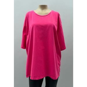 Ruti Short Sleeve Oversized Crew Neck Tee T-Shirt Fuchsia Pink Women's Small